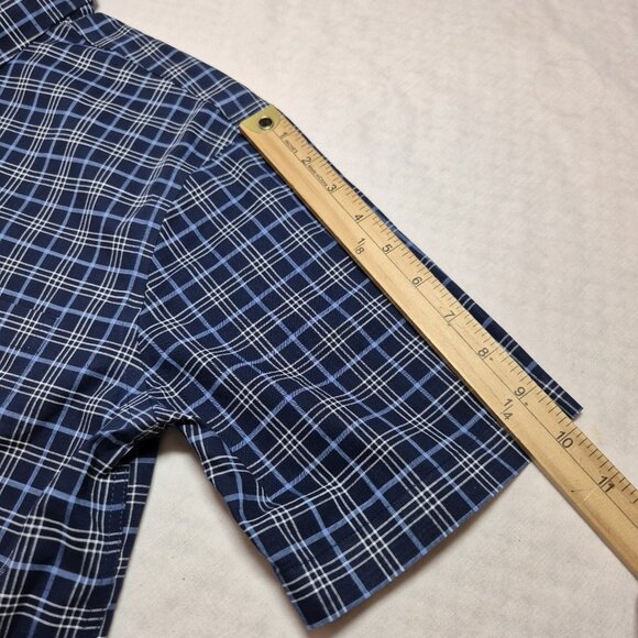 Roundtree Yorke Gold Label Shirt Mens Size S Blue Plaid Short Sleeve Non Iron 57 - Picture 7 of 9